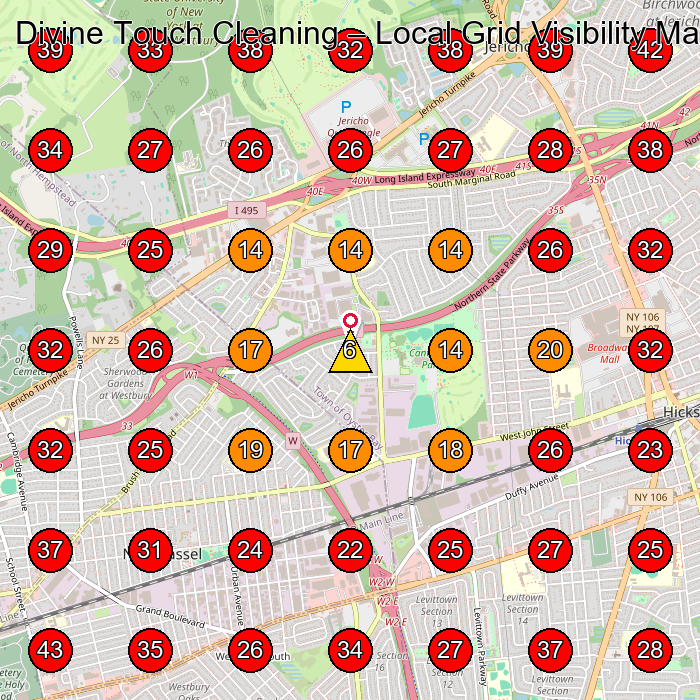 Divine Touch Cleaning GeoGrid visibility map for House Cleaning Service in Syosset